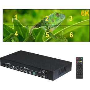 وحدة تحكم جدار الفيديو 4K 60HZ UHD، 2x3 3x2 أوضاع لصق معالج جدار التلفزيون لـ 6 شاشات توصيل تلفزيونية تدعم 5760x2160@30 هرتز المدخلات ودعم الإخراج من نقطة إلى نقطة 1x5 1x6 3x2 2x3 2x2 إلخ 22 وضعًا in Kuwait
