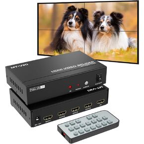 MT-VIKI 4K Video Wall Controller 2x2, Support 4K 30Hz HDMI Output and Input for 4 TV Splicing Display, 8 Display Modes -1x2, 1x3, 1x4, 2x2, 4x1, 3x1, 2x1