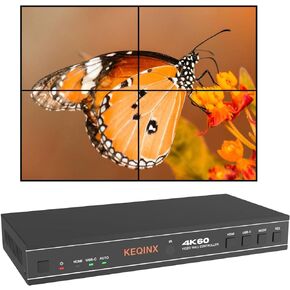 4K60hz HDMI Video Wall Controller 2x2 USB-C 1x4 Video Image Processor Rotation 180 Degree Bezel Adjustment