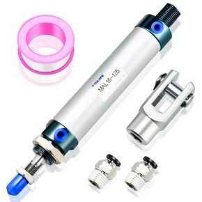 TAILONZ PNEUMATIC 32mm Bore 75mm Stroke Air Cylinder Double Action with Y Connector and 2Pcs 8mm Fitting MAL32x75