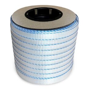 IDL Packaging 3/4" x 250' Mini Woven Cord Strapping Roll of 6" x 3" Core Size, 2400 lbs Break Strength, White (Pack of 1) - Poly Cord Strapping with Re-Tightening Option