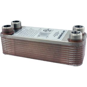 Duda Energy HX1220:M34 B3-12A 20 Plate Stainless Steel Heat Exchanger with 3/4" Male NPT Ports Copper Brazed, 2" Height, 2.9" Width, 7.5" Length