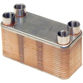 Duda Energy HX1410DW:F34 B3-14DW 10 Plate Stainless Steel Heat Exchanger with 3/4" Female NPT Ports Copper Brazed, 1.2" Height, 3.5" Width, 7.8" Length