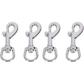 4PCS Flag Swivel Snap Clips Stainless Steel Flag Snaps Hooks Heavy Duty Metal Flagpole Accessories Eye Bolt Clips for Pet Leash, Key Chain, Leather Craft (Silver Clip)