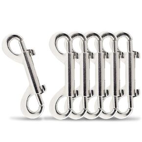 6 Pcs 2.7 Inch Double Ended Bolt Snaps Hook, Zinc Alloy Double Snap Hook Chain Clips for Dog Leash Key Chain Horse Tack Pet Feed Bucket Garage Use, Silver