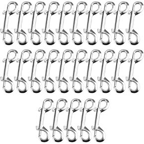 25 Pieces 4 Inch Double Ended Bolt Snap Hook, Zinc Alloy Long Trigger Clips, Two Sided Metal Spring Chain Snaps Hook for Linking Key Chain Dog Leash Collar Leather Belt Rope, Silver