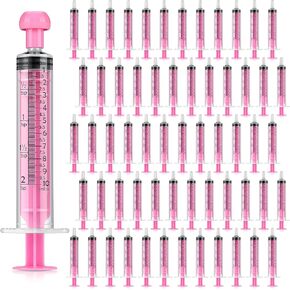 60 Pcs Measurement Syringe with Cap, 10ml/2tsp Sealed Individually Package Color Coded Syringes for Liquid Dispensing, PET and Party Supplies (Pink) in Saudi Arabia