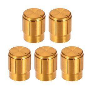 uxcell 5pcs Potentiometer Knob Cover Cap Gold Tone Aluminum 6mm Shaft Dia. Rotary Knob 13mm Dia. X 17mm Height Volume Control Knob