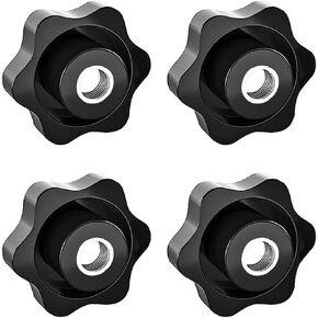 Aifeier ET 4 Pcs 5/16-18 Female Thread Knob Black Nylon 5 Star Shaped Head Clamping Nuts Knob