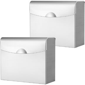 Tioncy 2 Pcs Sanitary Napkin Disposal Receptacle Stainless Steel Sanitary Napkin Receptacle Tampon Disposal Bin Wall Mounted Waste Tampon Holder Feminine Hygiene Disposal Container (Silver)