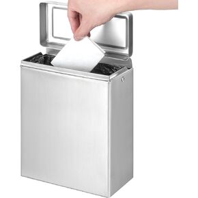 Sanitary Napkin Receptacle Wall Mounted Tampon Holder, Garbage Can for Bathroom Clean & Odor-Free Restroom for Home, Office & Public Restrooms (Stainless Steel)