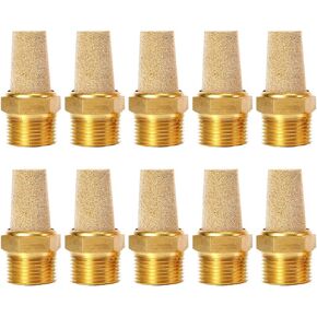 Quickun Air Pneumatic Mufflers, 1/4" Male Thread Sintered Bronze Exhaust Muffler Silencer (Pack of 3)
