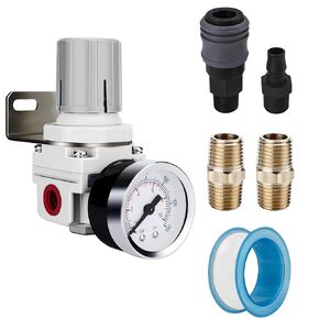 NANPU 3/8" NPT Air Regulator for Compressed Air System, 150 psi Steel-Protected Gauge