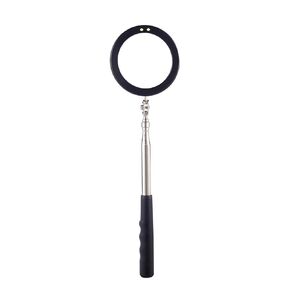 Rechabite 2 Pieces Telescoping Inspection Mirror LED Light Set with Large 3.75" Round Mirror, and 3.3" Square Mirror, Flexible 360 Swivel, for Inspection Viewing, Mechanic Checking, Observation