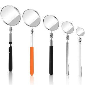 5 Pieces Telescoping Inspection Mirror Round Mirror Stainless Steel Inspection Tool with Long Handle for Check The Condition of The Vehicle, Observe The Eyelashes, Mouth Small Parts (Popular Style)