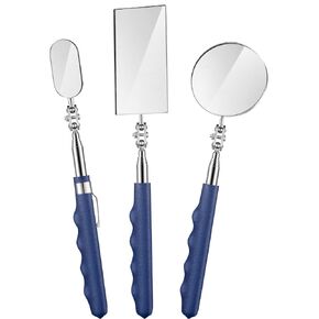 3 Pieces Telescoping Inspection Mirror Stainless Steel Mechanic Mirror with Long Handle Extendable Mirror Telescoping Mirror Tool for Technicians Mechanics Contractors (Round)