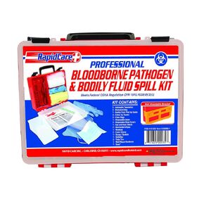Rapid Care First Aid 839BBK-1 Premium Bloodborne Pathogen & Bodily Fluid Spill Kit, OSHA Compliant, Wall Mountable, 10" x 8" x 3 1/2"