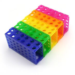 Heathrow Scientific HS29022G Interlocking 4 Way Tube Rack, Polypropylene, Assorted Colors (Blue, Green, Pink, Yellow, Orange), Pack of 5