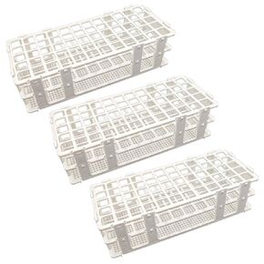 3 Packs Plastic Test Tube Rack, 21 Holes Lab Test Tube Rack Holder for 30mm Test Tubes, White, Detachable (21 Holes)
