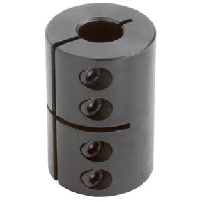 CC-062-050 Black Oxide Plated Mild Steel Clamping Coupling, 5/8" x 1/2" Bore, 1-1/2" Outside Diameter, 2-1/4" Length, #10-32 x 1/2" Set Screw