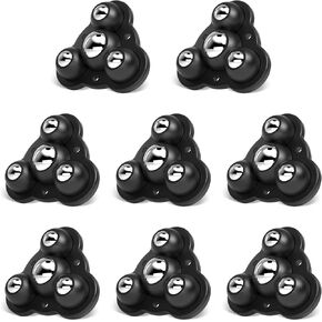 عجلات ذاتية اللصق - عجلات دوارة 360 درجة للأثاث - عجلة عالمية فولاذية مقاس 1 بوصة، سعة تحميل 28 رطلًا لكل عجلة، أسطوانة منخفضة المستوى لصناديق تخزين الأجهزة الصغيرة (8 قطع، أسود) in Kuwait