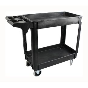 MaxWorks 80857 500-lb Utility Service PP Cart With Two Trays and Wheels 46 inch x 25.5 inch x 33.5 inch Overall Dimensions