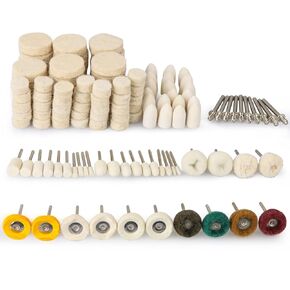134PCS Polishing Buffing Wheel Polishing Kit Compatible with Dremel, Polishing Wheel Rotary Tool Accessories with 1/8" Shank, Abrasive Wheel Buffing Polishing Wire Brushes Wool Felt Cotton Mounted