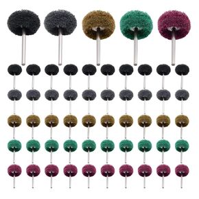Abrasive Wheel, 50/100/200pcs 1" Buffing Polishing Wheels, Metal Polishing Compound for Rotary Tools-1/8"(3mm) Shank, 120 Grit, 180 Grit, 320 Grit, 400 Grit, 601 Grit（50pcs)