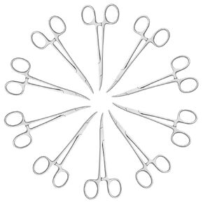 10-Pack Mosquito Hemostat Locking Forceps, 5 Curved & 5 Straight, Stainless Steel, 5-Inch