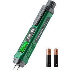 Wood Moisture Meter, TESMEN TWM-186 Portable Pen Moisture Meter, Pin-Type Moisture Meter with 2 Modes, 7 Calibration Scales for Wood, Firewood, Lumber, Bricks, Floors, Walls - Green