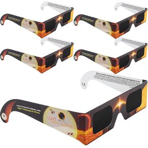 LUNT SOLAR 5 Pack Premium Eclipse Glasses, AAS Approved 2024 Solar Glasses, CE and ISO Certified, HD Film, Crisp Solar Image