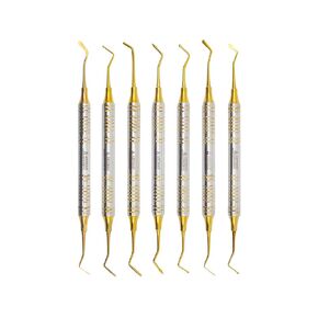 Dental Composite Glass Ionomer Amalgam Filling Instruments Kit (7 Golden Plasma Coated pcs) by Artman instruments
