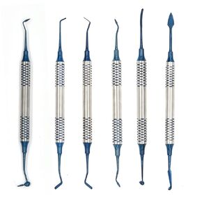 6 Pcs/Kit Dental Composite Resin Filled Scraper,Non Stick Dental Filling Spatula,Double headed Dental Restoration Tool(Blue)