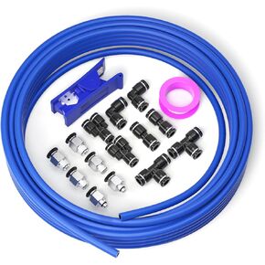TAILONZ PNEUMATIC Blue 4mm or 5/32 inch OD 2.5mm ID Polyurethane PU Double-Layer Air-Resistant Pipe with High Temperature Resistance Air Hose Pipe Tube Kit 10 Meter 32.8ft