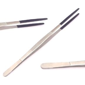 NEW TWEEZERS RUBBER PVC COATED TIPS 12" STAINLESS STEEL FORCEPS STEAM ULTRASONIC CLEANING