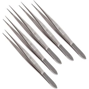 Set of 5 Dissecting Dissection Science Lab Tweezers Forceps (5, Fine Point 3.5")