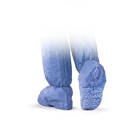 Medline Multilayer Poly Boot Covers, Non-Skid, Elastic Ankle, Size Regular Fits Up to Men's Size 12, Blue (Pack of 50)