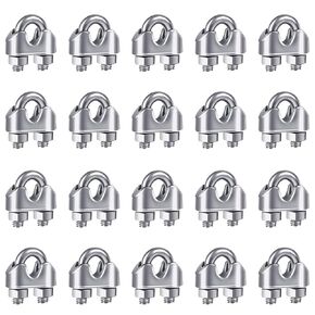 20PCS 1/8 Inches M3 Stainless Steel Wire Rope Cable Clip Clamp