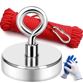 E BAVITE Fishing Magnet Kit Heavy Duty, Rare Earth Magnet with Countersunk Hole Eyebolt, Large Magnet Fishing Kit Neodymium Fishing Magnets for Fishing and Lifting (2000Lbs)