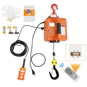 BEAMNOVA 3 in 1 Portable Electric Hoist with Wired & Wireless Remote Control 500kg/1102lbs Capacity Crane Winch Hook Pulley Lifting Strap