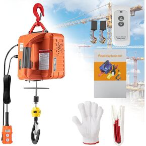 3 في 1 رافعة كهربائية ونش كهربائي محمول 1100 رطل، رافعة ونش طاقة 1500 وات 110 فولت، ارتفاع رفع 25 قدمًا، مع سلك وجهاز تحكم عن بعد لاسلكي، حماية من الحمل الزائد لرفع القطر in Kuwait