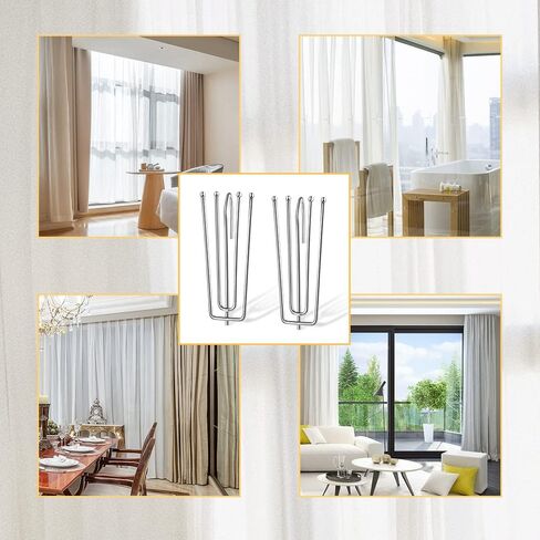 خطافات ستائر مطوية، Sopito 60 قطعة من خطافات ستائر مطوية من الفولاذ المقاوم للصدأ 4 شوكات خطافات ستائر لباب النافذة وستارة الحمام in Kuwait