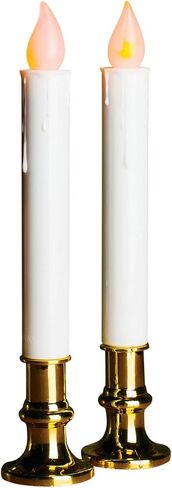 9 Inch Battery Operated Candolier Set of 2 Christmas Candles with Gold Color Base - with Timer in Saudi Arabia