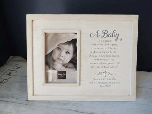 Cathedral Art Abbey & CA Gift Baby is a Miracle Frame W/Silver Cross & Easel & Hanger in Saudi Arabia
