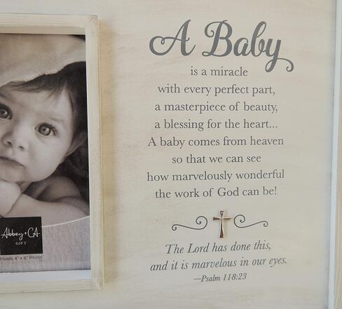 Cathedral Art Abbey & CA Gift Baby is a Miracle Frame W/Silver Cross & Easel & Hanger in Saudi Arabia