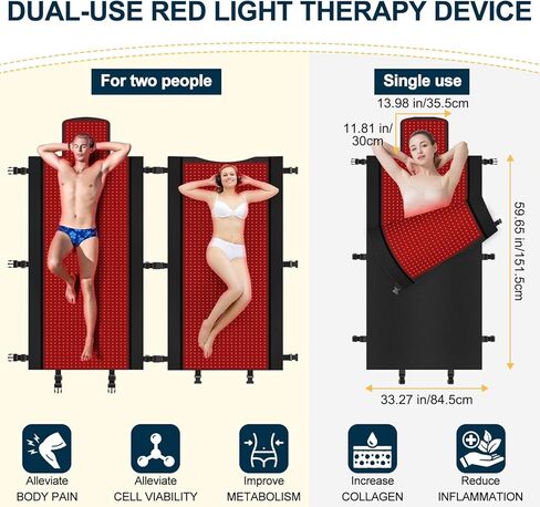 العلاج بالضوء الأحمر للجسم - بساط العلاج بالضوء الأحمر لكامل الجسم، 71.0 × 33.20 بوصة، 2570 قطعة 660 نانومتر و850 نانومتر، مصمم للعلاج بالضوء الأحمر لكامل الجسم للحصول على تجربة راحة أكثر اكتمالاً (أسود) in Kuwait