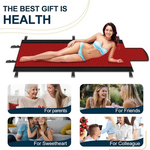 العلاج بالضوء الأحمر للجسم - بساط العلاج بالضوء الأحمر لكامل الجسم، 71.0 × 33.20 بوصة، 2570 قطعة 660 نانومتر و850 نانومتر، مصمم للعلاج بالضوء الأحمر لكامل الجسم للحصول على تجربة راحة أكثر اكتمالاً (أسود) in Kuwait