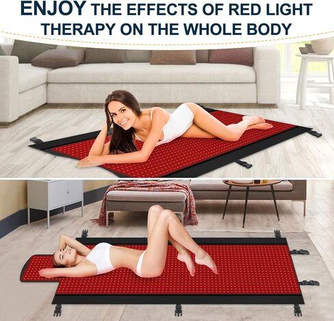 العلاج بالضوء الأحمر للجسم - بساط العلاج بالضوء الأحمر لكامل الجسم، 71.0 × 33.20 بوصة، 2570 قطعة 660 نانومتر و850 نانومتر، مصمم للعلاج بالضوء الأحمر لكامل الجسم للحصول على تجربة راحة أكثر اكتمالاً (أسود) in Kuwait