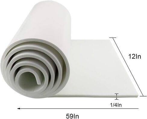 Neoprene Sponge Foam Rubber Roll Adhesive,Easy Cut DIY Foam Sheet, Perfect Cosplay Padding- Multi-Function Soundproof Rubber Foam Sheet (12 in x 59 in x 1/4 Inch, White) in Saudi Arabia