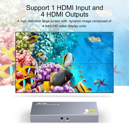 HDMI Video Wall Controller 2X2,4K x 2K HD Display,180 Degree Rotate, 8 Splicing Modes 2x2,1x2,1x3,1x4,2x1,3x1,4x1, Input 4K and Output 1080P, Streaming Media Video Device in Kuwait